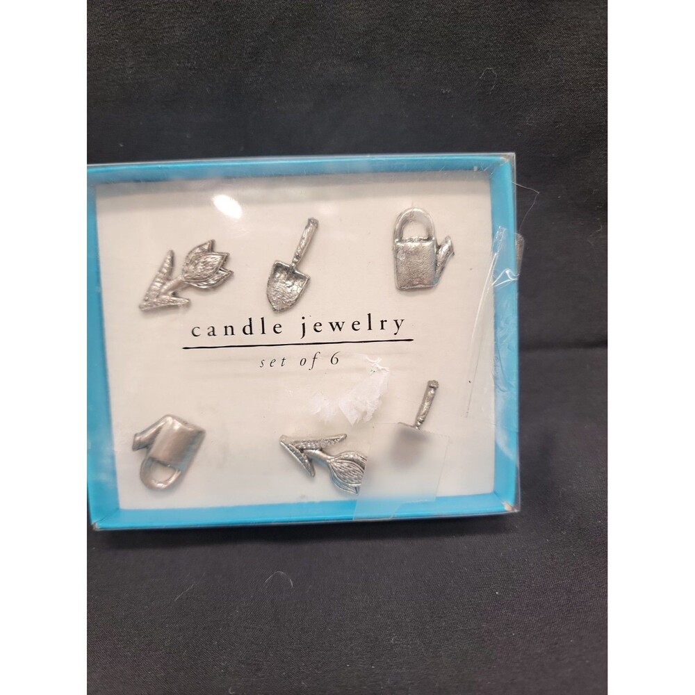 Vtg Pier 1 Candle Jewelry Set Of 6 Gardening Tools And Flowers